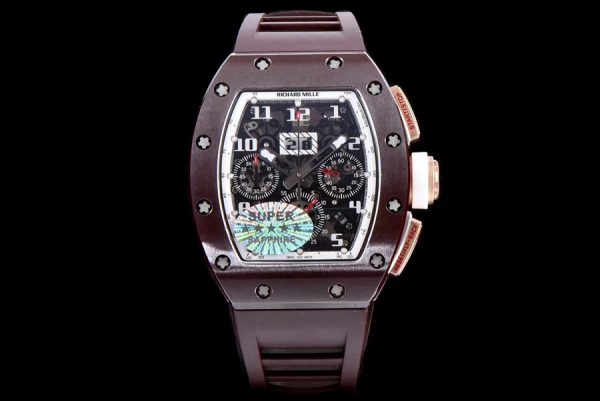 Richard Mille Super Clone RM 011 Brown Rubber Strap